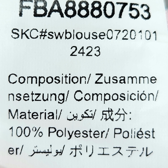 Designer Pink Floral Petal Sleeves Pleated Front Neckline Button Neck Top XLarge - Picture 7 of 9